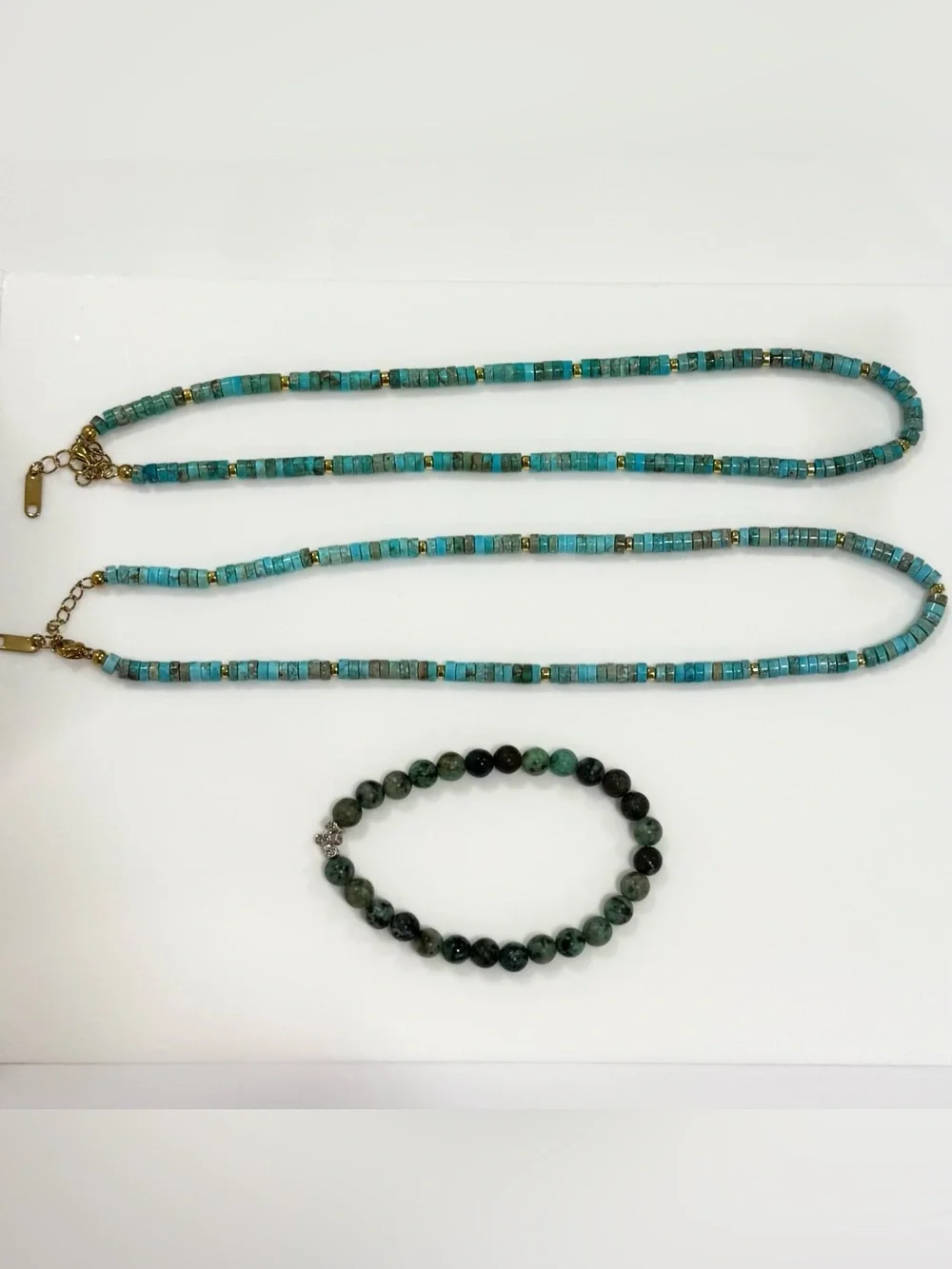 Chan Luu Turquoise Beaded Bracelet & Choker with Gold Accents Bundle